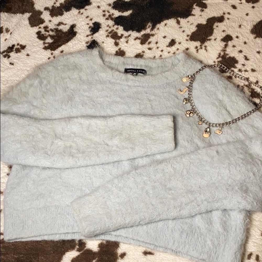 KENDALL & KYLIE fluffy sky blue sweater.